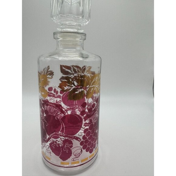 VTG French Luminarc Gold & Red Grape/Leaf Design Cordial Glass & Decanter Set - Picture 5 of 16